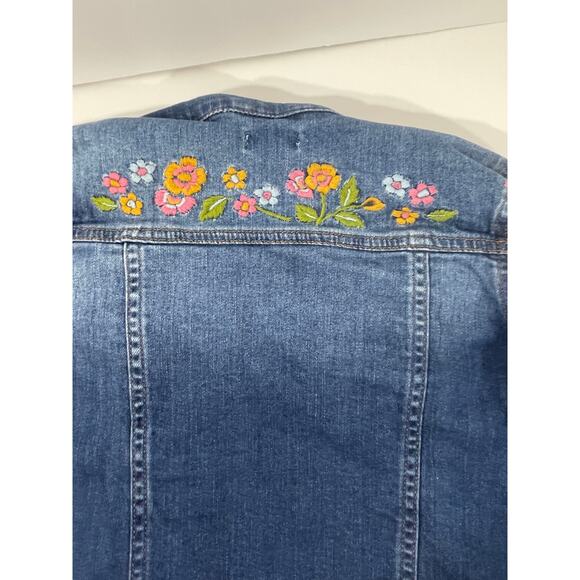 Garnet Hill Kids Jean Jacket with Embroidered Flowers Size Large - Picture 10 of 16